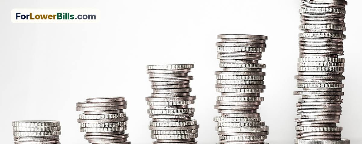 Stacks of coins growing taller from left to right